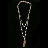 Luxury Crystal Faceted Necklace Gold & White NWOT
