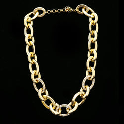 Luxury Crystal Chain Links Necklace Gold NWOT