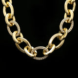 Luxury Crystal Chain Links Necklace Gold NWOT