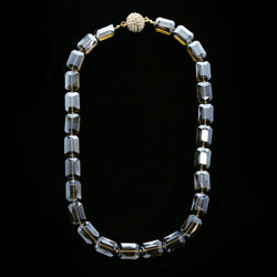 Luxury Crystal Magnetic Clasp Necklace Gold & Gray NWOT