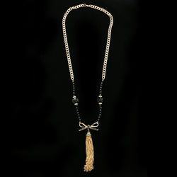 Luxury Crystal Y-Necklace Gold/Black NWOT