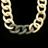 Luxury Crystal Chain Links Necklace Gold & Dark-Silver NWOT