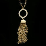 Luxury Crystal Y-Necklace Gold/Brown NWOT