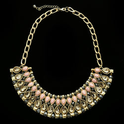 Luxury Crystal Faceted Necklace Gold & Pink NWOT