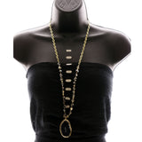 Luxury Semi-Precious Faceted Y-Necklace Gold & Dark-Silver NWOT