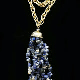 Luxury Semi-Precious Crystal Necklace Gold & Blue NWOT