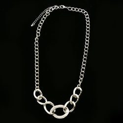 Luxury Crystal Chain Links Necklace Silver NWOT
