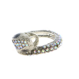 Mi Amore Snake Iridescent Sized-Ring Silver-Tone & White Size 6
