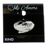 Mi Amore Snake Iridescent Sized-Ring Silver-Tone & White Size 6