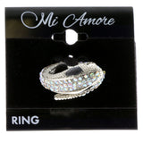 Mi Amore Snake Iridescent Sized-Ring Silver-Tone & White Size 9