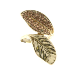 Mi Amore Leaves Sized-Ring Gold-Tone/Peach Size 5