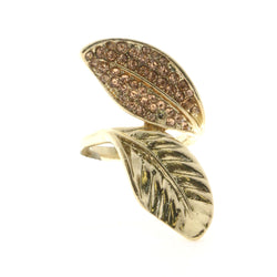 Mi Amore Leaves Sized-Ring Gold-Tone/Peach Size 8
