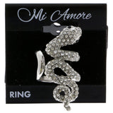 Mi Amore Snake Sized-Ring Silver-Tone/White Size 7