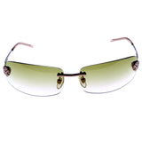 Liz Claiborne Style ""Sue" Flower Accent Rimless-Sunglasses Pink Frame & Gray Lens
