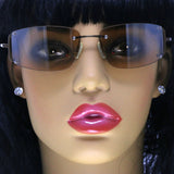 Liz Claiborne Style "Folsom" Rectangle-Sunglasses Bronze-Tone Frame/Brown Lens