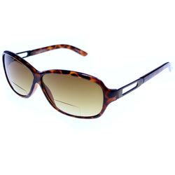 Liz Claiborne Style "Jet Set" Bifocal Lenses Oversize-Sunglasses Tortoise-Shell Frame & Brown Lens