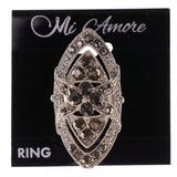 Mi Amore Adjustable-Ring Silver-Tone/Black Size: Adjustable
