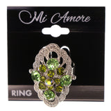 Mi Amore Adjustable-Ring Green/Silver-Tone Size: Adjustable