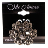 Mi Amore Filigree Adjustable-Ring Silver-Tone/Black Size: Adjustable