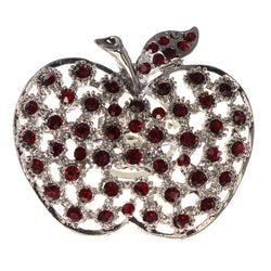 Mi Amore Apple Adjustable-Ring Silver-Tone/Red Size: Adjustable
