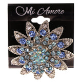 Mi Amore Flower Adjustable-Ring Silver-Tone/Blue Size: Adjustable