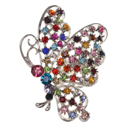 Mi Amore Butterfly Adjustable-Ring Silver-Tone/Multicolor Size: Adjustable