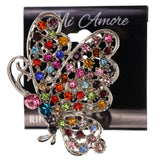 Mi Amore Butterfly Adjustable-Ring Silver-Tone/Multicolor Size: Adjustable