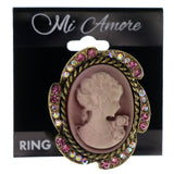 Mi Amore Cameo Girl Antique Adjustable-Ring Pink & Gold-Tone Size: Adjustable