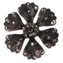 Mi Amore Flower Adjustable-Ring Black/Silver-Tone Size: Adjustable