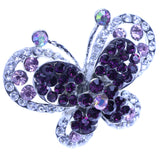 Mi Amore Butterfly Adjustable-Ring Silver-Tone/Purple Size: Adjustable