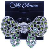 Mi Amore Butterfly Adjustable-Ring Silver-Tone/Green Size: Adjustable
