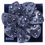 Mi Amore Floral Adjustable-Ring Silver-Tone/Gray Size: Adjustable
