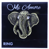 Mi Amore Elephant Adjustable-Ring Gold-Tone/Clear Size: Adjustable
