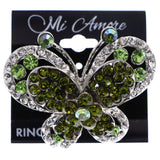 Mi Amore Butterfly AB Finish Adjustable-Ring Green & Silver-Tone Size: Adjustable