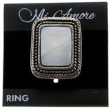 Mi Amore Adjustable-Ring Silver-Tone/White Size: Adjustable
