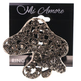 Mi Amore Mushrooms Adjustable-Ring Silver-Tone/Black Size: Adjustable