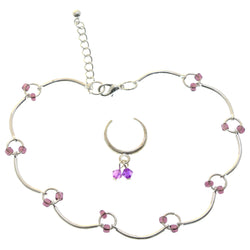 Mi Amore Matching Toe Ring Chain-Anklet Silver-Tone/Purple