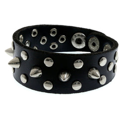 Mi Amore Spike-studded Studded Cuff-Bracelet Black & Silver-Tone