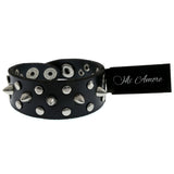 Mi Amore Spike-studded Studded Cuff-Bracelet Black & Silver-Tone