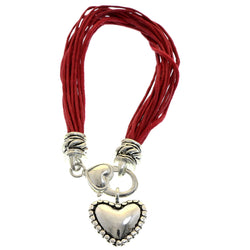 Mi Amore Heart charm Fashion-Bracelet Red/Silver-Tone