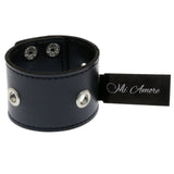 Mi Amore Adjustable-Length Faux-Leather Eyelet Cuff-Bracelet Black & Silver-Tone