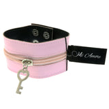 Mi Amore Adjustable-Length Faux-Leather Zipper Cuff-Bracelet Pink & Silver-Tone