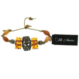 Mi Amore Antiqued  Flower Fashion-Bracelet Gold-Tone & Orange