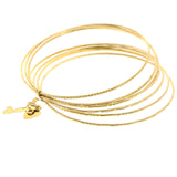 Mi Amore Bound Multiple Rings Key Charm Heart Charm Bracelet-Set Gold-Tone