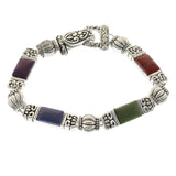 Mi Amore Magnetic Clasp Bangle-Bracelet Silver-Tone/Multicolor