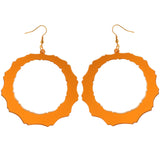 Mirrored Dangle-Earrings Orange & Gold-Tone Colored #5242