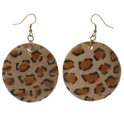 Leopard Print Dangle-Earrings Orange & Black Colored #5192
