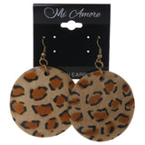 Leopard Print Dangle-Earrings Orange & Black Colored #5192