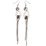 Silver-Tone Metal Dangle-Earrings With Crystal Accents #4975