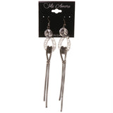 Silver-Tone Metal Dangle-Earrings With Crystal Accents #4975